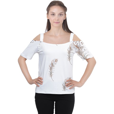 Boho Feather Pattern T- Shirt Boho Feather Pattern T- Shirt Cutout Shoulder Tee by maxcute