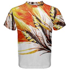 Boho Fire Feather Pattern T- Shirt Boho Fire Feather Pattern T- Shirt Men s Cotton Tee by maxcute