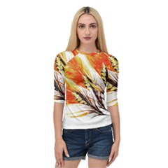 Boho Fire Feather Pattern T- Shirt Boho Fire Feather Pattern T- Shirt Quarter Sleeve Raglan Tee