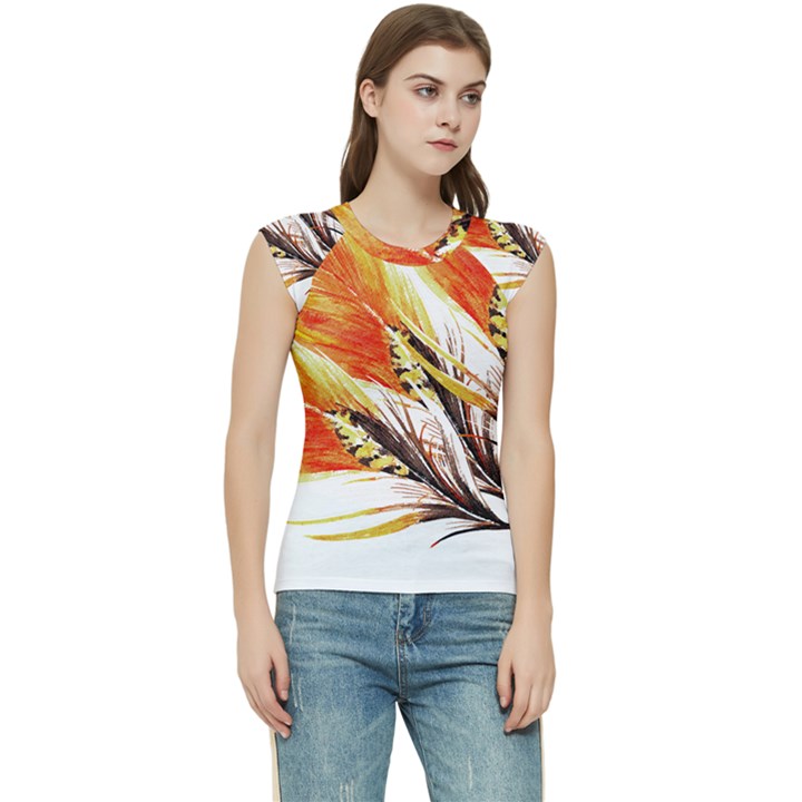 Boho Fire Feather Pattern T- Shirt Boho Fire Feather Pattern T- Shirt Women s Raglan Cap Sleeve Tee