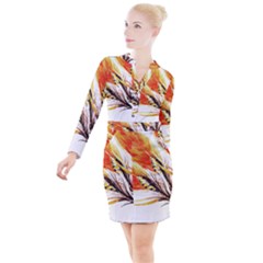 Boho Fire Feather Pattern T- Shirt Boho Fire Feather Pattern T- Shirt Button Long Sleeve Dress by maxcute