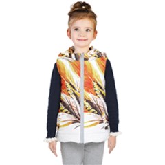 Boho Fire Feather Pattern T- Shirt Boho Fire Feather Pattern T- Shirt Kids  Hooded Puffer Vest by maxcute