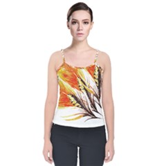 Boho Fire Feather Pattern T- Shirt Boho Fire Feather Pattern T- Shirt Velvet Spaghetti Strap Top by maxcute