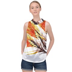 Boho Fire Feather Pattern T- Shirt Boho Fire Feather Pattern T- Shirt High Neck Satin Top by maxcute