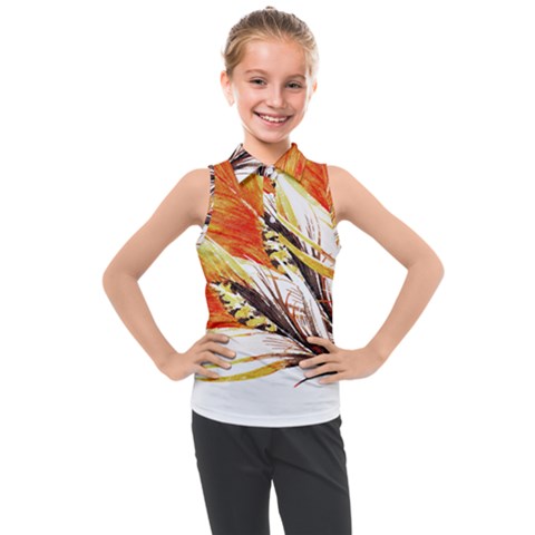 Boho Fire Feather Pattern T- Shirt Boho Fire Feather Pattern T- Shirt Kids  Sleeveless Polo Tee by maxcute