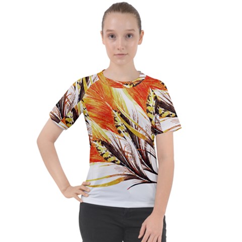 Boho Fire Feather Pattern T- Shirt Boho Fire Feather Pattern T- Shirt Women s Sport Raglan Tee by maxcute