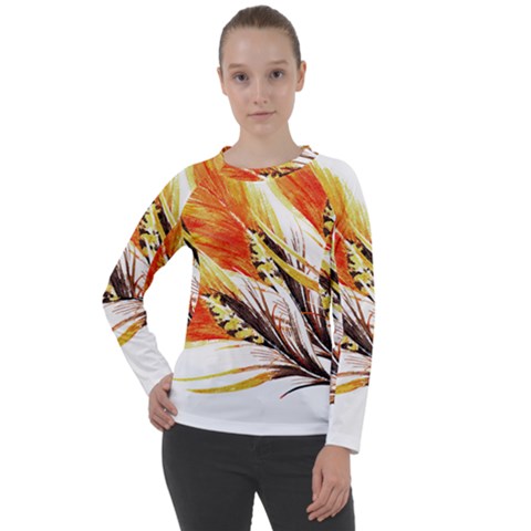 Boho Fire Feather Pattern T- Shirt Boho Fire Feather Pattern T- Shirt Women s Long Sleeve Raglan Tee by maxcute