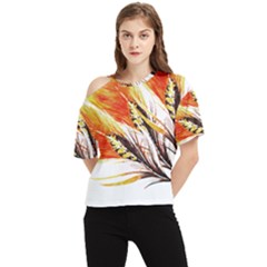 Boho Fire Feather Pattern T- Shirt Boho Fire Feather Pattern T- Shirt One Shoulder Cut Out Tee by maxcute