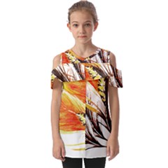 Boho Fire Feather Pattern T- Shirt Boho Fire Feather Pattern T- Shirt Fold Over Open Sleeve Top by maxcute