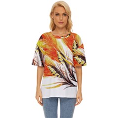 Boho Fire Feather Pattern T- Shirt Boho Fire Feather Pattern T- Shirt Oversized Basic Tee by maxcute