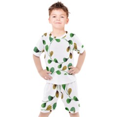 Boho Leaf Pattern T- Shirt Boho Leaf Pattern T- Shirt Kids  Tee And Shorts Set by maxcute