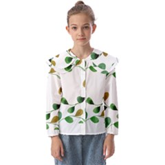 Boho Leaf Pattern T- Shirt Boho Leaf Pattern T- Shirt Kids  Peter Pan Collar Blouse