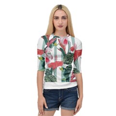 Botanical T- Shirt Botanical Attractive Cardinal Flowers T- Shirt Quarter Sleeve Raglan Tee