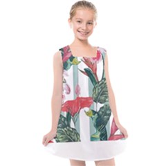 Botanical T- Shirt Botanical Attractive Cardinal Flowers T- Shirt Kids  Cross Back Dress by maxcute