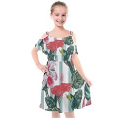 Botanical T- Shirt Botanical Attractive Cardinal Flowers T- Shirt Kids  Cut Out Shoulders Chiffon Dress by maxcute