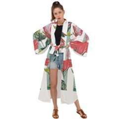 Botanical T- Shirt Botanical Attractive Cardinal Flowers T- Shirt Maxi Kimono by maxcute