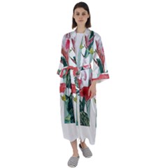 Botanical T- Shirt Botanical Attractive Cardinal Flowers T- Shirt Maxi Satin Kimono by maxcute