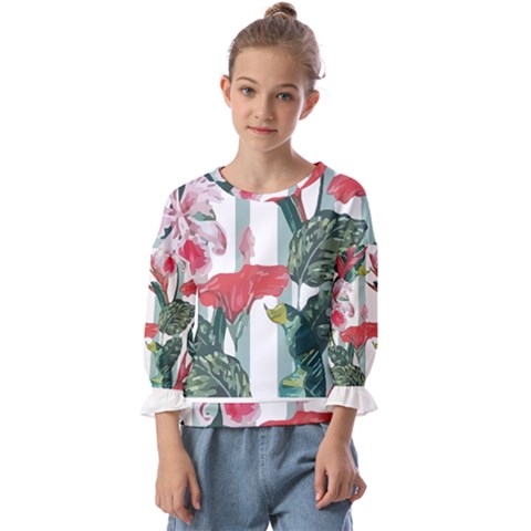 Botanical T- Shirt Botanical Attractive Cardinal Flowers T- Shirt Kids  Cuff Sleeve Top by maxcute