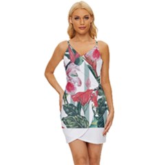 Botanical T- Shirt Botanical Attractive Cardinal Flowers T- Shirt Wrap Tie Front Dress by maxcute