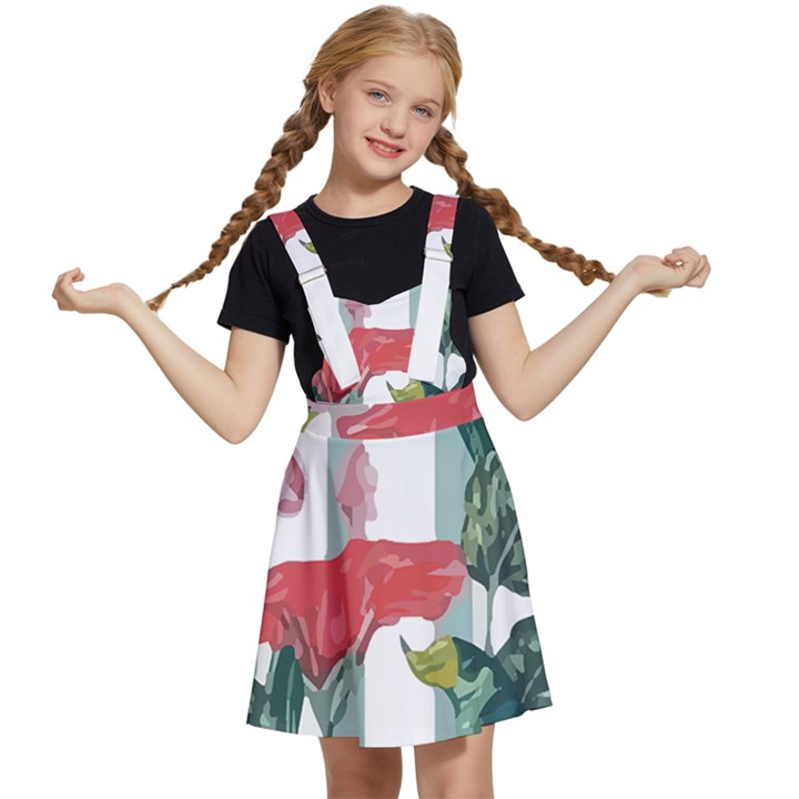 Botanical T- Shirt Botanical Attractive Cardinal Flowers T- Shirt Kids  Apron Dress