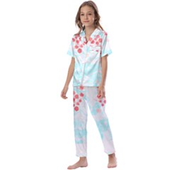 Botanical T- Shirt Botanical Attractive Indian Flower T- Shirt Kids  Satin Short Sleeve Pajamas Set by maxcute