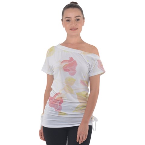 Botanical T- Shirt Botanical Beautiful Flowered T- Shirt Off Shoulder Tie-up Tee by maxcute