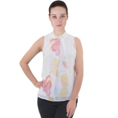 Botanical T- Shirt Botanical Beautiful Flowered T- Shirt Mock Neck Chiffon Sleeveless Top by maxcute