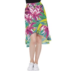 Botanical T- Shirt Botanical Beautiful Flowers T- Shirt Frill Hi Low Chiffon Skirt