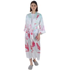 Botanical T- Shirt Botanical Charming Cardinal Flowers T- Shirt Maxi Satin Kimono by maxcute