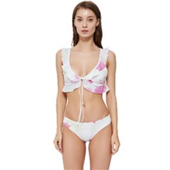 Botanical T- Shirt Botanical Creative Flora T- Shirt Low Cut Ruffle Edge Bikini Set