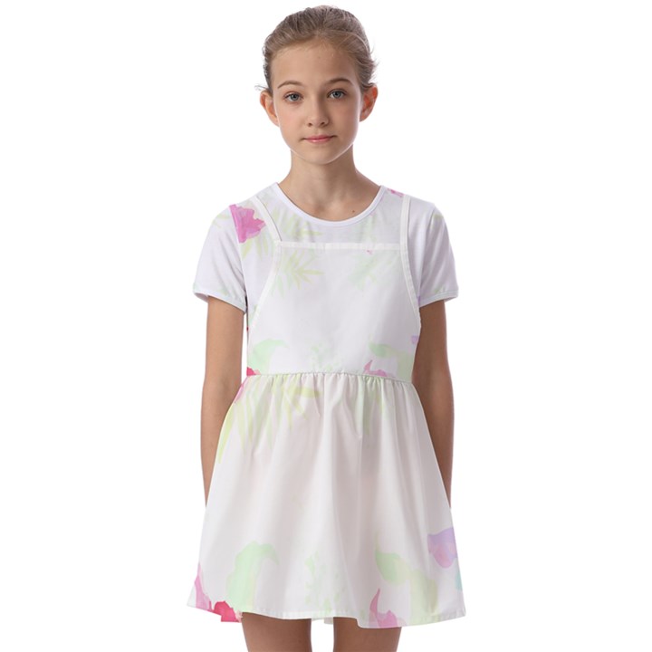 Botanical T- Shirt Botanical Creative Flora T- Shirt Kids  Short Sleeve Pinafore Style Dress