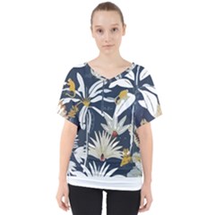 Botanical T- Shirt Botanical Creative Florida Beans T- Shirt V-neck Dolman Drape Top by maxcute