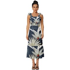 Botanical T- Shirt Botanical Creative Florida Beans T- Shirt Tie-strap Tiered Midi Chiffon Dress