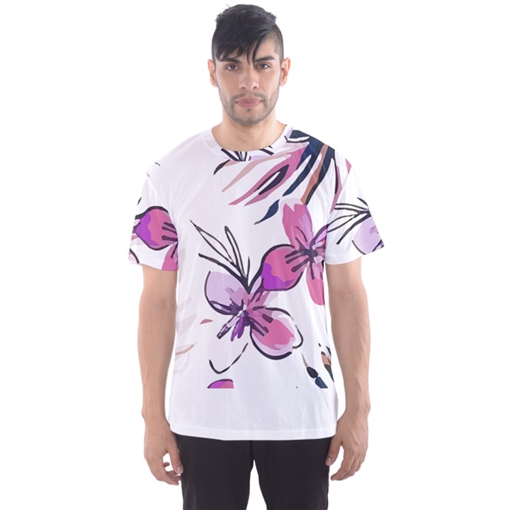 Botanical T- Shirt Botanical Creative Flower Mounted T- Shirt Men s Sport Mesh Tee