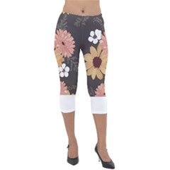 Botanical T- Shirt Botanical Delicate Floral T- Shirt Lightweight Velour Capri Leggings  by maxcute