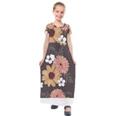 Botanical T- Shirt Botanical Delicate Floral T- Shirt Kids  Short Sleeve Maxi Dress by maxcute