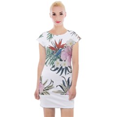 Botanical T- Shirt Botanical Delicate Frog Flowers T- Shirt Cap Sleeve Bodycon Dress by maxcute