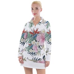 Botanical T- Shirt Botanical Delicate Frog Flowers T- Shirt Women s Long Sleeve Casual Dress by maxcute