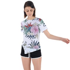 Botanical T- Shirt Botanical Delicate Frog Flowers T- Shirt Asymmetrical Short Sleeve Sports Tee by maxcute