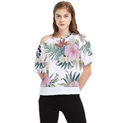 Botanical T- Shirt Botanical Delicate Frog Flowers T- Shirt One Shoulder Cut Out Tee by maxcute