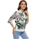 Botanical T- Shirt Botanical Exquisite Kisses Gray T- Shirt Women s Quarter Sleeve Pocket Shirt View2