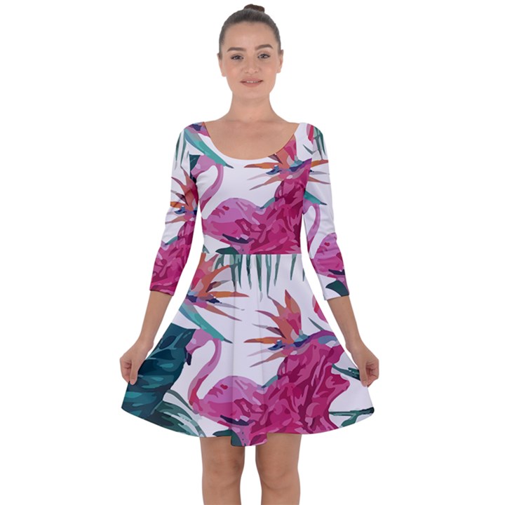 Botanical T- Shirt Botanical Fascinating Floral T- Shirt Quarter Sleeve Skater Dress