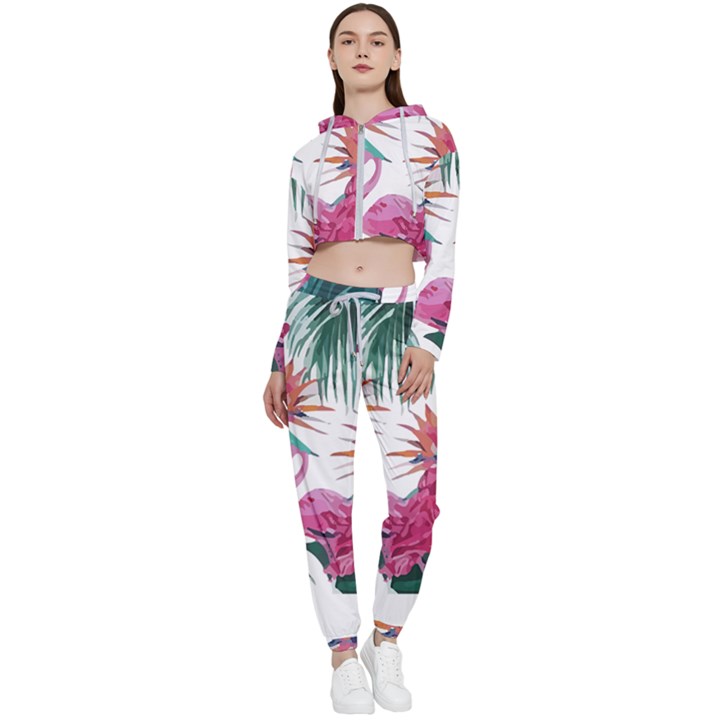 Botanical T- Shirt Botanical Fascinating Floral T- Shirt Cropped Zip Up Lounge Set