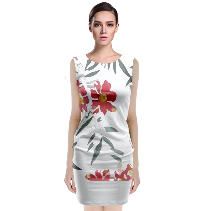 Botanical T- Shirt Botanical Graceful Chag T- Shirt Sleeveless Velvet Midi Dress