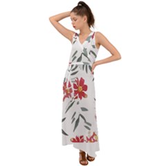 Botanical T- Shirt Botanical Graceful Chag T- Shirt V-neck Chiffon Maxi Dress by maxcute