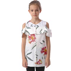 Botanical T- Shirt Botanical Graceful Chag T- Shirt Fold Over Open Sleeve Top