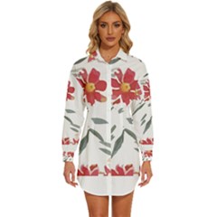 Botanical T- Shirt Botanical Graceful Chag T- Shirt Womens Long Sleeve Shirt Dress