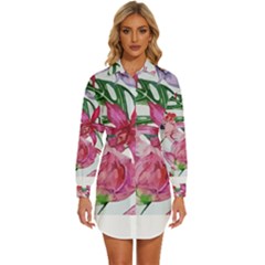 Botanical T- Shirt Botanical Graceful Revival T- Shirt Womens Long Sleeve Shirt Dress