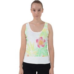 Botanical T- Shirt Botanical Handsome Coral Flower T- Shirt Velvet Tank Top