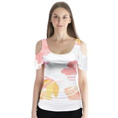 Botanical T- Shirt Botanical Magnificent Trumpet T- Shirt Butterfly Sleeve Cutout Tee 